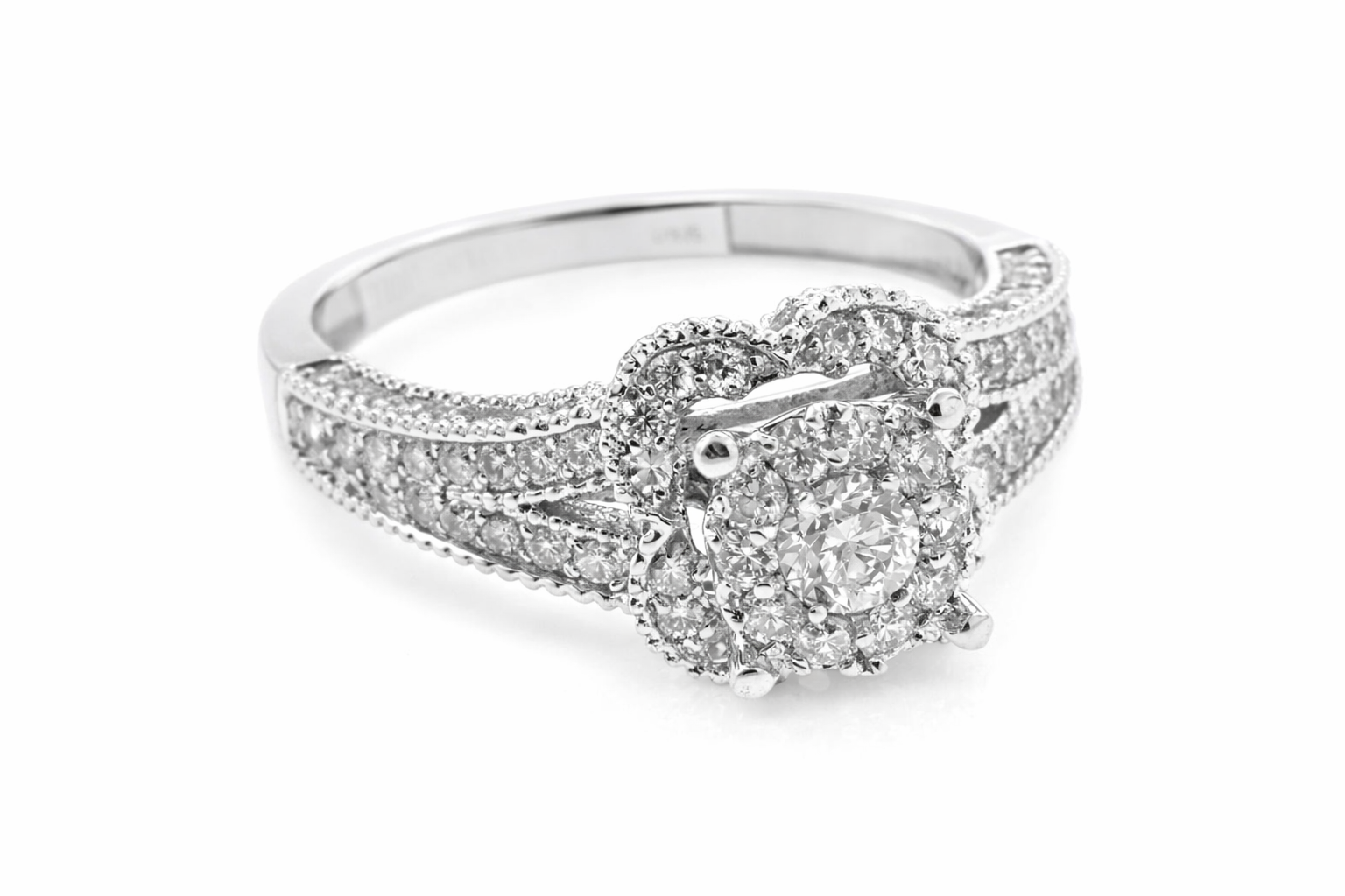White Gold Double Halo Diamond Engagement Ring