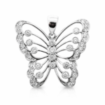 White Gold Diamond Butterfly Pendant Necklace