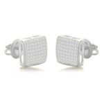White Gold Pavé Diamond Square Stud Earrings