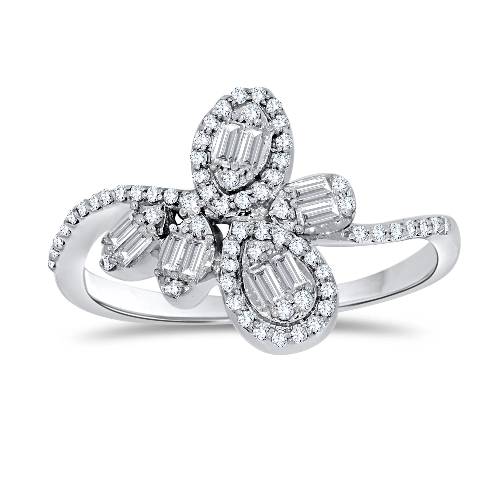 White Gold Diamond Floral Cluster Ring