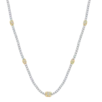 Two-Tone Diamond Tennis Necklace with Baguette Accents