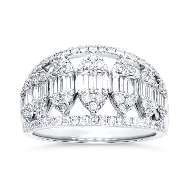 White Gold Multi-Shape Diamond Statement Band