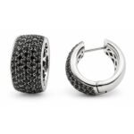 White Gold Black Diamond Pavé Hoop Earrings