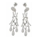 White Gold Diamond Drop Earrings with Pavé Accents